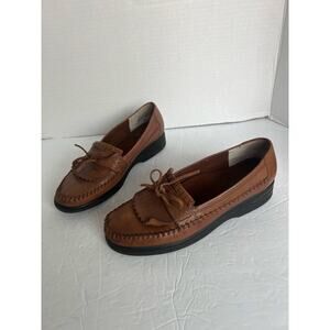 Studio by Lifestride Brown Leather Driving Loafer Comfort Low Heel Shoes Sz 8M